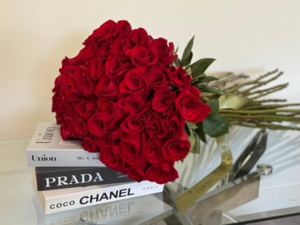 Grand Red Rose Arrangement with 25 velvety red roses – a bold and timeless bouquet for love, celebration, or special moments.