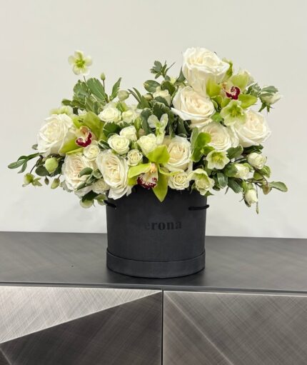 Pure White Roses in a box – elegant 50-stem arrangement perfect for love, admiration, or meaningful occasions.